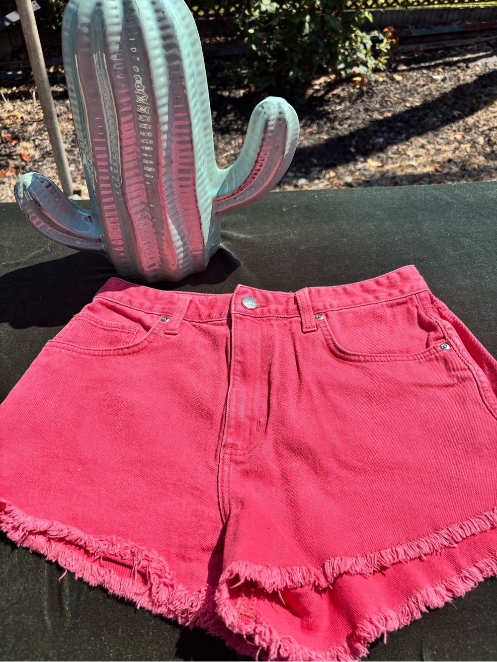 Lee Hot Pink Denim Shorts with Frayed Hem